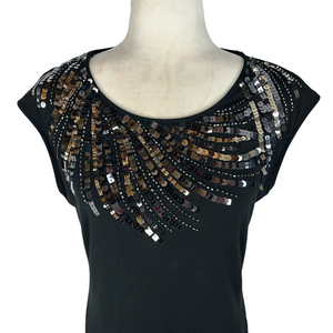 Cleo black sequinned t-shirt